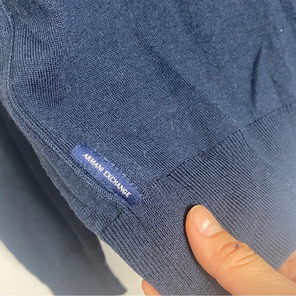 Armani Exchange wool blend button up cardigan in navy blue - Picture 8 of 9